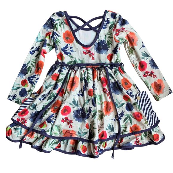 Cheeky Plum tiered floral dress with pockets - Picture 4 of 9